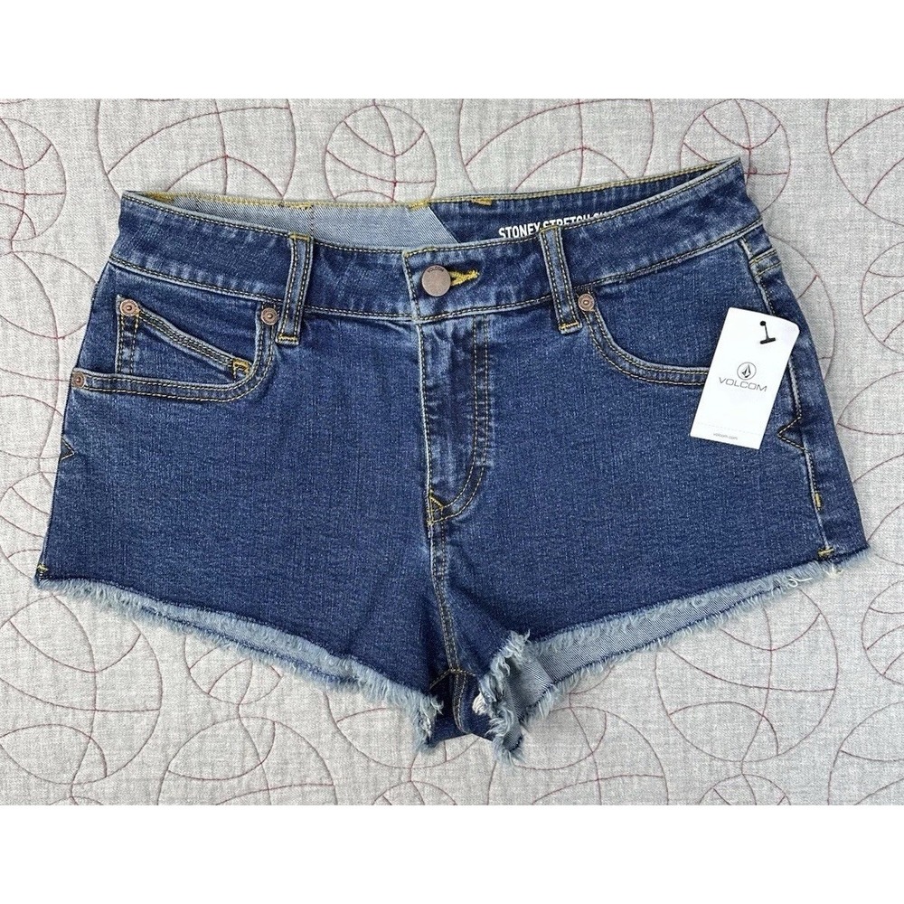 Volcom‎ Stoney Stretch Cut-Off Jean Shorts Blue Medium Wash / Women's 25